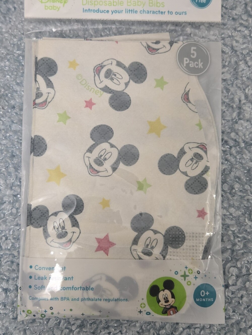 Disney Baby Disposable Baby Bibs 5 Pack BPA-Free Leak Resistant